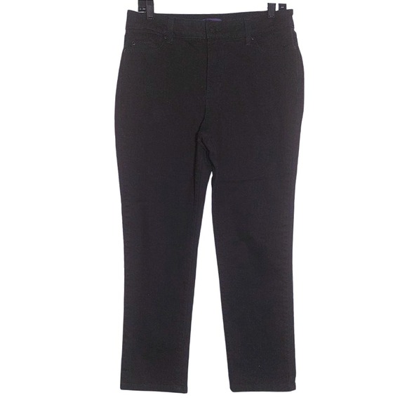 NYDJ Denim - NYDJ Women's High Rise Stretch Straight Leg Ankle Jeans Black Size 12 EUC